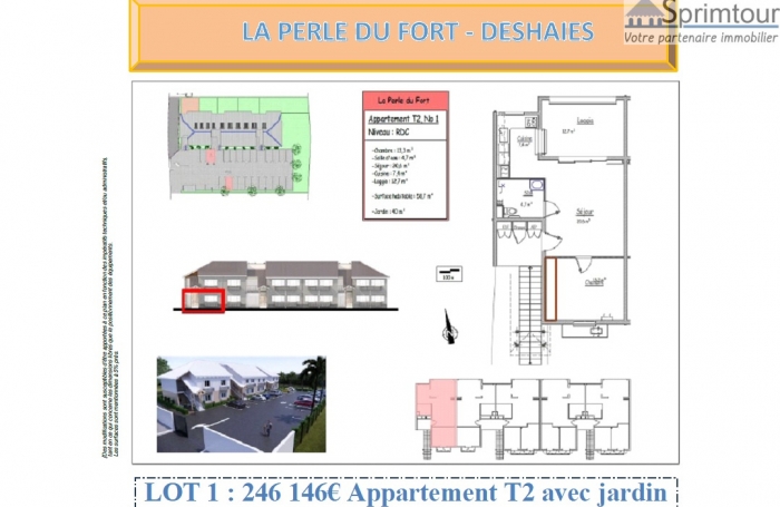 DESHAIES - Résidence 10 appartements - T2 - Plage de Fort à Royal à 500m.