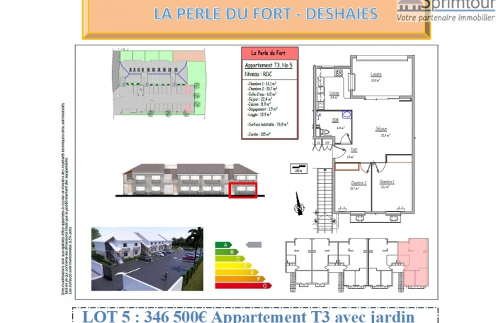 DESHAIES - 10 appartements - T3 - Plage de Fort Royal à 500 m