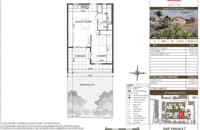 EMPLACEMENT EXCEPTIONNEL pour cet appartement T2 avec grande terrasse et jardinet privatif, dans une r&eacute;sidence
