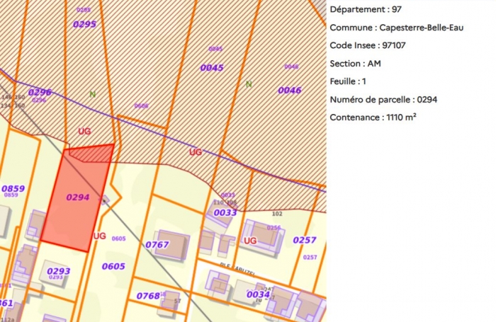 Vente Terrain 1110m&sup2; Capesterre Belle Eau