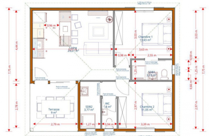 Vente Maison 54m&sup2; 3 pi&#232;ces Baie Mahault
