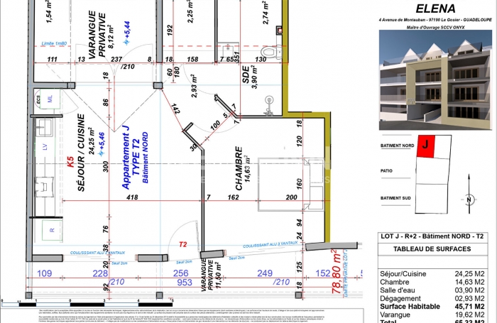 Vente Appartement 45.71m&sup2; 2 pi&egrave;ces Gosier