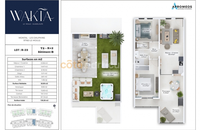 Vente Appartement 135.2m&sup2; 3 pi&egrave;ces Le Moule