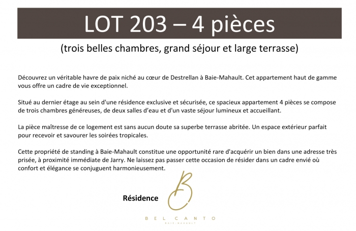 Magnifique appartement neuf 4 pi&egrave;ces &agrave; Baie-Mahault