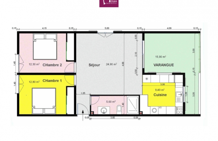 A LOUER - T3 RDC VUE MER - ROUJOL - 1300&euro;