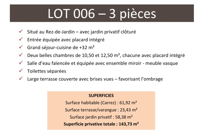 Appartement 3 pi&egrave;ces - Grande terrasse et jardin privatif