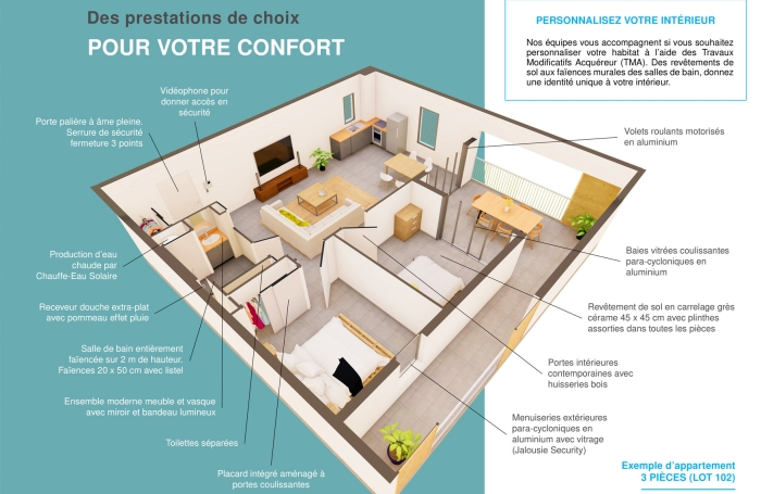 Appartement 3 pi&egrave;ces - Grande terrasse et jardin privatif