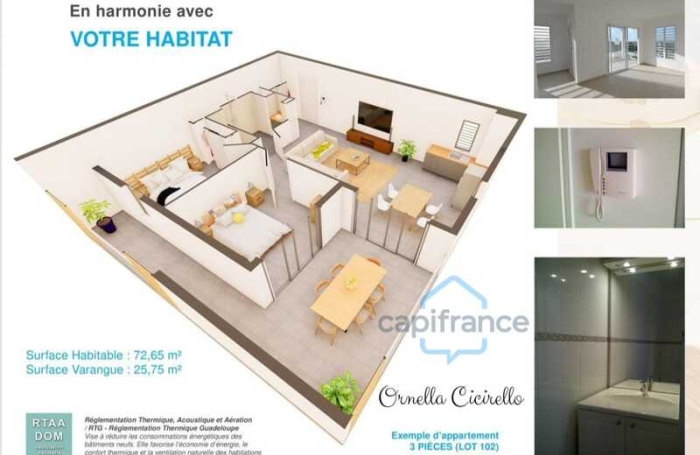 Vente Appartement 41m&sup2; 2 pièces Baie Mahault