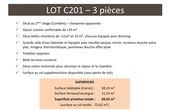Appartement 3 pi&egrave;ces dans la r&eacute;sidence