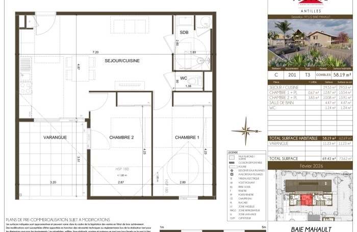 Appartement 3 pi&egrave;ces dans la r&eacute;sidence