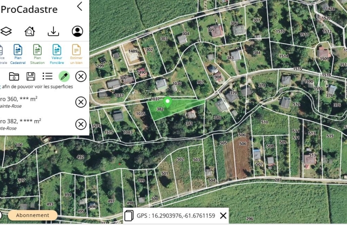 Vente Terrain 1769m&sup2; Sainte Rose