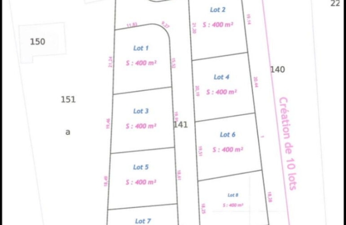Vente Terrain 400m&sup2; 4 pi&egrave;ces Baie Mahault