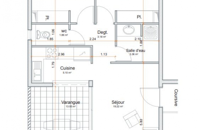 Vente Appartement 57m&sup2; 3 pi&#232;ces Cayenne
