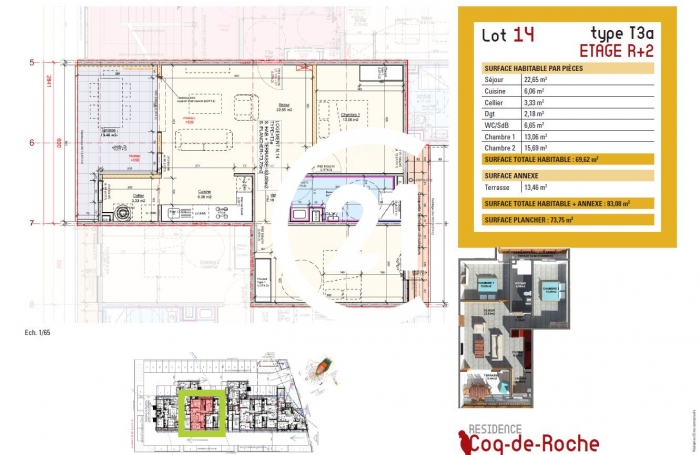 Location Appartement 69.62m&sup2; 3 pièces Cayenne