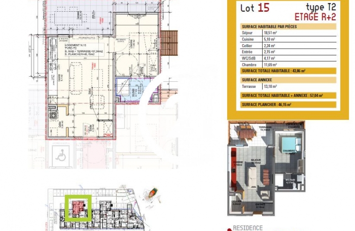 Location Appartement 69.62m&sup2; 3 pièces Cayenne