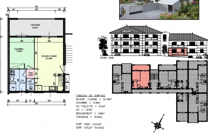 Joli F2 avec terrasse cave et parking