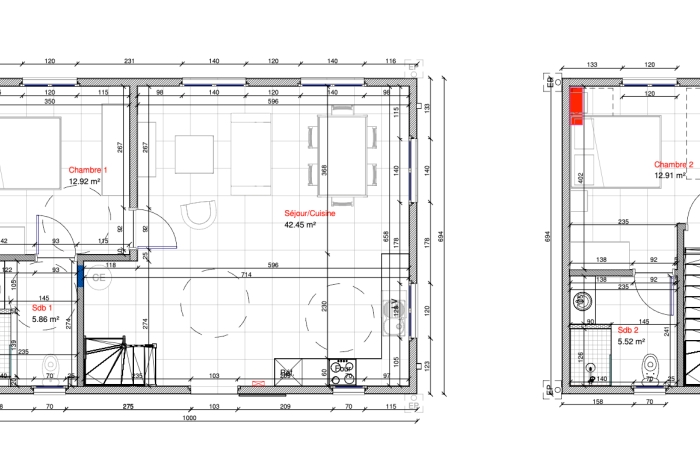 Location Maison 79.66m&sup2; 2 pi&egrave;ces Saint-Esprit