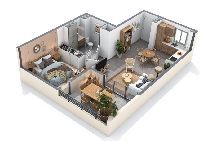 Vente Appartement 48m&sup2; 2 pièces Saint Denis