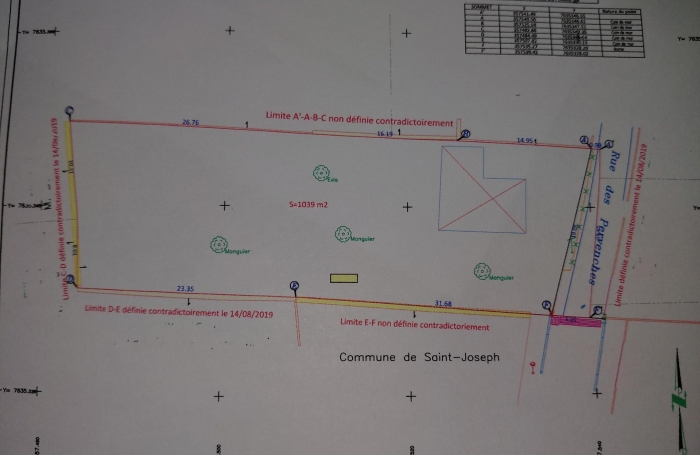 SAINT JOSEPH CENTRE VILLE PARCELLE DE 1000M2