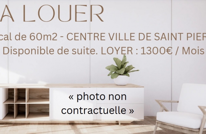 A LOUER - LOCAL de 60m2 -  CENTRE VILLE DE SAINT-PIERRE - Activités autorisées : commerce, bureau, service (Ho