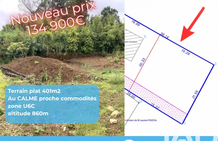 Vente Terrain 401m&sup2; Saint Gilles Les Hauts