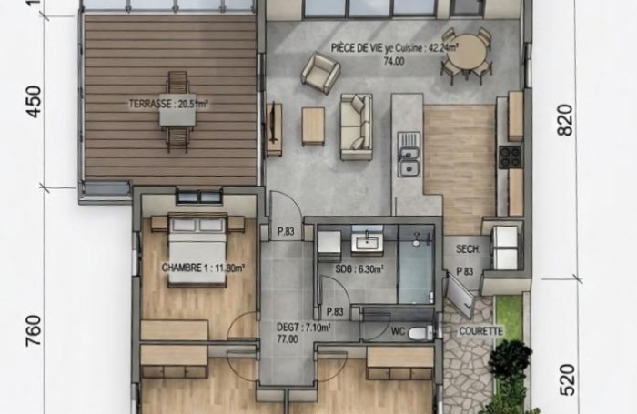 Vente Maison 93.86m&sup2; 4 pièces Saint Denis