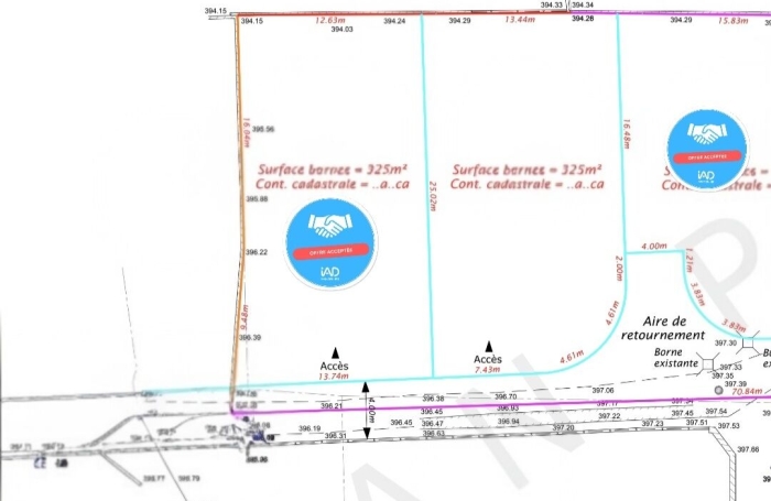 Vente Terrain 325m&sup2; L'Entre Deux