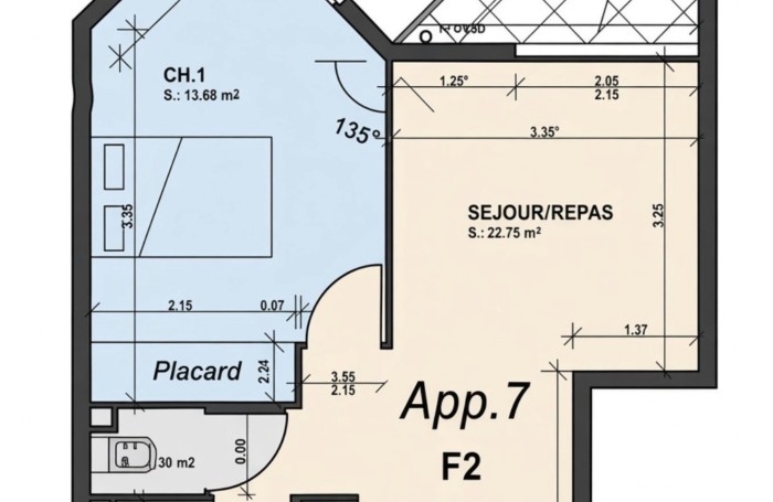 Vente Appartement 47m&sup2; 2 pièces Saint Denis