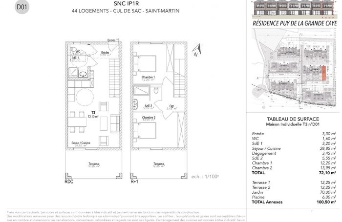 Vente Maison 72.5m² 3 pièces Saint Martin